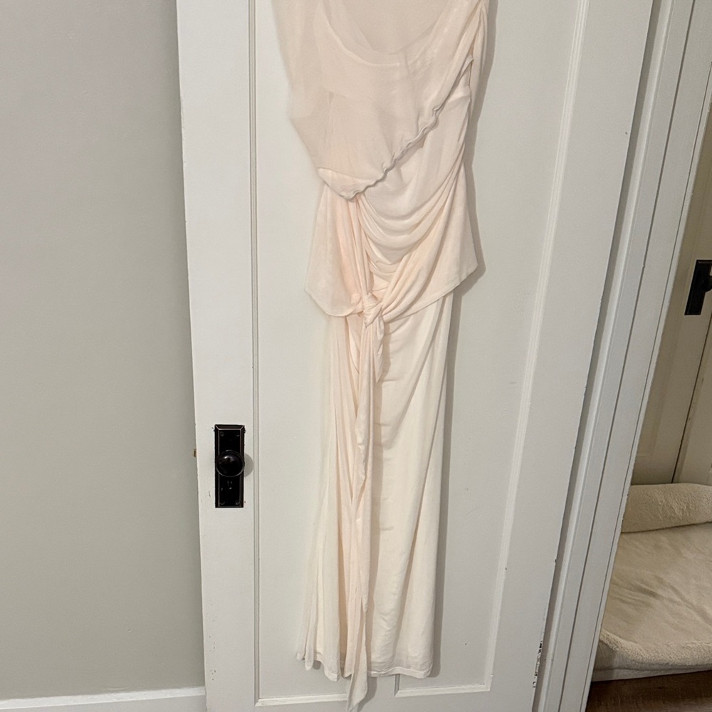 Showpo One Shoulder Cream Maxi Dress - Picture 4 of 7
